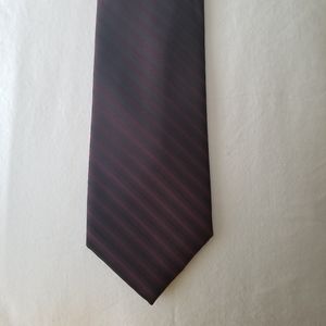 Perry Ellis Dark Red and Black Striped Tie NWT